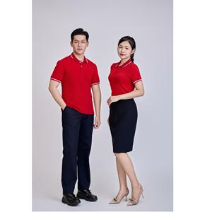 Camisa de Hombre con Cuello en Contraste Rojo Sólido, 95% Algodón + 5% Elastano, Tejido de Punto, Botones, Corte Regular, Logotipo Frontal, Estilo Casual - Product Image 6