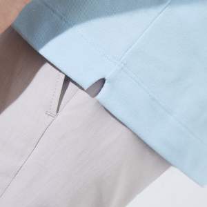 Polo de algodón elástico para bebé, camisa con Logo bordado personalizado, ajuste Regular, azul, piqué con solapa de botón oculto y Rib, 100% - Product Image 3