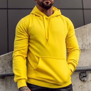 Sudadera con capucha térmica suave cómoda de tamaño al por mayor amarilla para hombre logotipo personalizado - Product Image 3