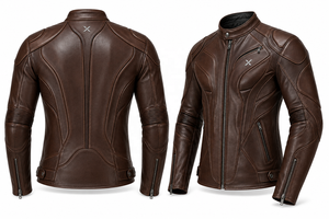 Blouson de moto en cuir à panneaux sculptés |   Chocolat Brun Noir Marine |   Fabricant OEM ODM |   Qualité de conception haut de gamme |   Racing X - Product Image 2