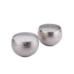 Nouveau Style métal Texture bougie pot pour la maison événement noël éclairage décor argent fini forme ronde bocaux à bougies - Product Image 1