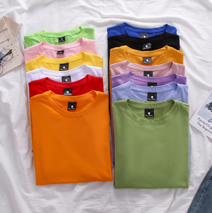 Barato al por mayor en blanco de verano de manga corta 100% algodón de colores surtidos camiseta de logotipo personalizado impreso mujeres Camiseta para los hombres - Product Image 1