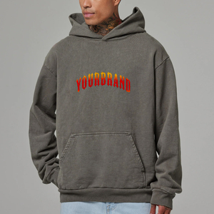 Venta al por mayor 100% sudaderas con capucha de algodón para hombre personalizado DTF logotipo impreso peso pesado 500GSM color gris sólido cómodo Sudadera con capucha para hombre - Product Image 4