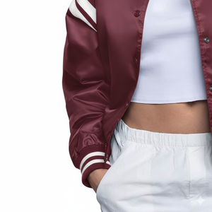 Chaqueta universitaria con relleno de algodón a prueba de viento fina de béisbol con letras bordadas para mujer, fabricación al por mayor, temporada de otoño - Product Image 5