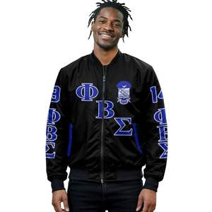 Chaqueta Universitaria Griega de Satén Azul Phi Beta Sigma 1914, Chaqueta Universitaria Personalizada de la Fraternidad Big Sigma, Ropa Exterior - Product Image 1