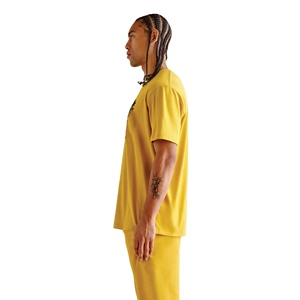Camiseta amarilla lisa de gran tamaño para hombre de primera calidad, mezcla de algodón de ajuste holgado, logotipo personalizado, ropa informal ecológica de 180g, ropa de calle a la moda - Product Image 4