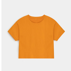 Camiseta recortada holgada de gran tamaño verde a la moda para mujer con cuello redondo elegante Top corto ajustado - Product Image 1