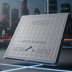 ฝาครอบไฟเบอร์กลาส FRP/GRP ความแข็งแรงสูง ขนาด 18x24 นิ้ว สีเทา กันน้ำ ป้องกันการกัดกร่อน - Product Image 1