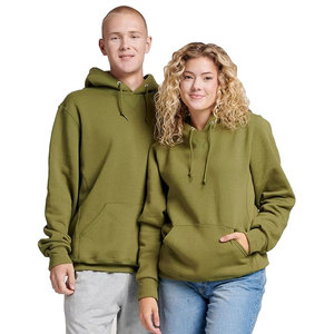 Sweat à capuche unisexe pour adulte en molleton vert, style athlétique, Dri-Power, color block, 100% coton, écologique et respirant - Product Image 4
