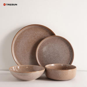 ชุดภาชนะอาหารสไตล์นอร์ดิกเคลือบสีรีแอคทีฟหรูหรามีพื้นผิวที่ไม่สม่ำเสมอและโทนสีดินลึกสำหรับงานเลี้ยงงานแต่งงาน - Product Image 5