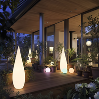 Grande lampe de sol LED cylindrique rechargeable, design goutte d'eau, alimentée par énergie solaire, pour éclairage extérieur de Noël
