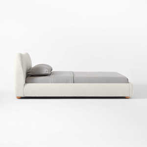 Cadre de lit double réglable en tissu moderne capitonné et rafraîchissant, taille Queen, cadre en bois, <span class=keywords><strong>Diana</strong></span> blanc bouclé, meubles de chambre à coucher - Product Image 3