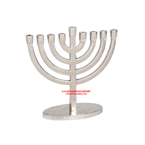 Bougeoir Menorah en aluminium de qualité supérieure avec 9 bras Décoration d'éclairage de Noël Bougeoir Menorah en métal - Product Image 2