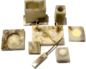 Accesorios de Escritorio de Ónix Verde Claro Natural, Decoración Elegante para Oficina, Juego de Organizadores de Piedra Hechos a Mano para Diseños de Espacios de Trabajo en Casa - Product Image 2