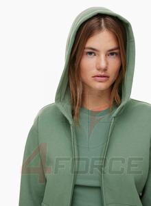 Sudadera con capucha de algodón grueso de 480 GSM para mujer, con cremallera completa, estilo urbano, para invierno, fabricante OEM de marca privada - Product Image 2