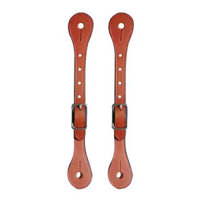 Correas de espuelas de cuero de vaca hechas a medida de alta calidad, hebilla de aleación, botas de montar ecuestres resistentes, tachuela inglesa occidental ajustable - Product Image 5