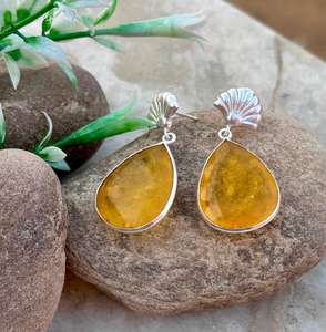 Boucles d'oreilles en argent sterling 925 cristal de saphir jaune mignon pour la fête d'anniversaire septembre pierre de naissance 100% boucles d'oreilles en saphir jaune - Product Image 3
