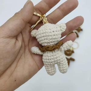 Crochet Cartoon <b>Bear</b> Charm Keychain Mini <b>Cute</b> Plush Soft Handmade Knitted Woven 3D Animal Doll Toys Bag Pendant Accessories Gift - Product Image 4