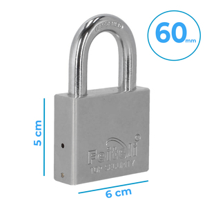 Lucchetto in Ferro Massiccio con Gancio Corto e Cilindro in Ottone con Chiave 60mm - Product Image 3