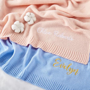 En gros en vrac prix Bébé Couverture 100% Coton Solide Couleur sublimation Super Doux Nouveau-Né Bébé Rayé Tricoté Couverture - Product Image 5