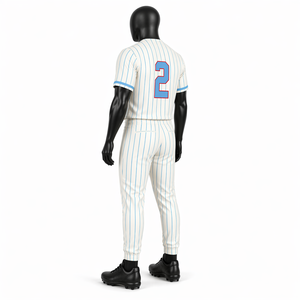 Custom Men's White Pinstripe <b>Baseball</b> Uniform <b>Set</b> Sublimation Jersey & Pants Breathable Polyester Team Wear OEM Wholesale - Product Image 5