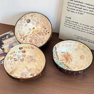 Bol en coque de noix de coco fait à la main, écologique, durable, réutilisable, passe au lave-vaisselle, kit pour la vaisselle de cuisine et la salle à manger - Product Image 2