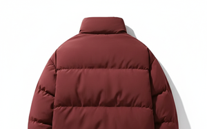 Autumn Thick Quilted Long Men's Stand Collar Loose Fit Eco-Friendly Filling Front Logo Fashion Casual Outerwear Bomber Jacket - Product Image 4