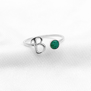 Vente en Gros Unisexe 925 Sterling Silver Alphabétique B Bague Or Vermeil Taille Émeraude Diamant Pierre Fine Jewelry Zodiaque Nom Lettre - Product Image 1