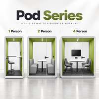 Cabine de bureau acoustique moderne pour une personne, cabine téléphonique insonorisée, cabine de confidentialité en verre pour une disposition flexible du lieu de travail
