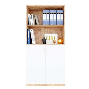 THS68038 Modern 4-Tier Steel <b>Storage</b> Cabinet Adjustable Rubberwood <b>Filing</b> with Lockable Doors for Office Workshop and Gym - Product Image 2