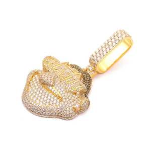 Pendentif Breloque Personnalisé en Alliage de Zinc Plaqué Argent avec Cristal Taillé Brillant Certifié IGI Clarté VVS, Style Hip Hop Glacé - Product Image 2