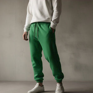 Pantalones de chándal de entrenamiento de peso pesado de alta calidad para hombres Pijama de pantalón de Jogger de cintura alta con cordón - Product Image 2