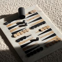 Jeu de backgammon moderne en pierre fossile blanche, plateau en marbre fait à la main, pièces en pierre naturelle de qualité supérieure, sûr pour le salon, la salle à manger, la cuisine