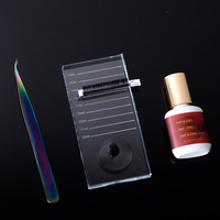 Plateau carré en plastique acrylique de haute qualité pour colle à extensions de cils, boîte de rangement pour cils, écologique, réutilisable, outil de beauté personnalisé, vente en gros