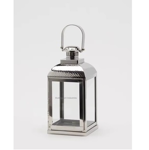 Event Decoration Rose <b>Gold</b> Metal and Glass Candle <b>Lantern</b> for Home and Garden Decor Hammered Top Hanging <b>Lantern</b> - Product Image 4