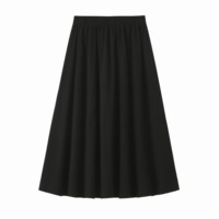 Femmes coton lin a-ligne jupes mi-longues élastique taille haute noir blanc bleu marine rose jupe été solide décontracté Vintage jupe