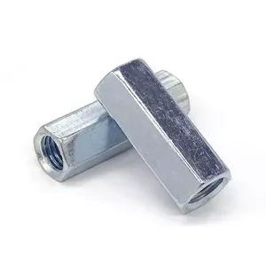Tuerca de tapa de acoplamiento hexagonal larga Industrial al mejor precio, acero al carbono galvanizado M3, rosca de acero inoxidable, tuerca de resorte chapada en Zinc directa - Product Image 2