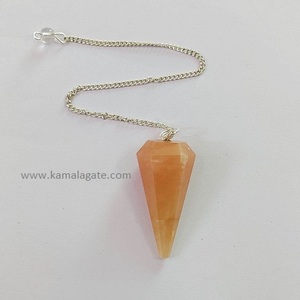 Vente en gros de pendule en cristal de quartz à facettes pierre d'aventurine orange naturelle pour la guérison de la radiesthésie Types d'agate de quartz rose - Product Image 2
