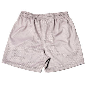 Pantalones cortos de baloncesto beige personalizados, estampado de llama púrpura, tela de malla sublimada, cintura elástica transpirable, pantalones cortos deportivos con cordón - Product Image 3