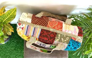 Beautiful Luxury Multi Shade Patchwork Handmade Cotton <b>Block</b> Print Duffle Bag Sport Tactical Eco-Friendly Travel/Gym/<b>Yoga</b> - Product Image 3