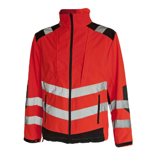 Chaqueta de Trabajo Reflectante de Alta Visibilidad para Hombre, Uniforme de Seguridad Rojo de Poliéster con Rayas y Detalles Negros - Product Image 4