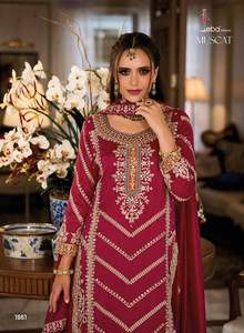 Heavy Embroidery Silk Sharara Dress with Dupatta Indian and Pakistan Style Wedding Wear for <b>Ladies</b> with Low Price - Product Image 5