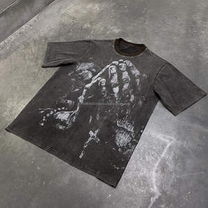 Camiseta personalizada Vintage para hombre DTG, camiseta Gráfica Impresa con lavado ácido, cuello redondo, ropa de calle informal de algodón, camiseta para hombre - Product Image 2