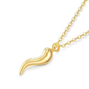 Collier en argent sterling Jeulia avec pendentif corne italienne - Plaqué or, porte-bonheur chrétien, cadeau - Product Image 3