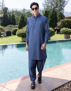 Factory-Made 2026 Latest Design Summer <b>Men's</b> <b>Shalwar</b> <b>Kameez</b> Suit Casual Cotton Long Sleeves Solid Pattern for Daily Eid - Product Image 2