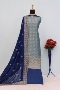 Top de seda Vichitra pesado con trabajo de bordado y Dupatta de diamante con trabajo pesado completo y Diamante Servoswaki - Product Image 5