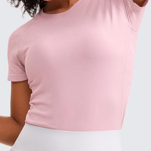 Camiseta de gimnasio para mujer, Material transpirable ultrasuave, ropa de entrenamiento de secado rápido para verano, deportiva y deportiva, técnica teñida lisa - Product Image 3