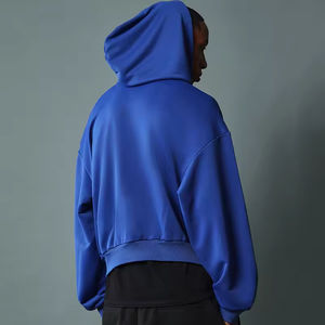 Sweat à capuche zippé épais personnalisé | Sweat à capuche en molleton de polyester | Acid Wash Oversized Cropped & Wholesale Blank Hoodies - Product Image 2