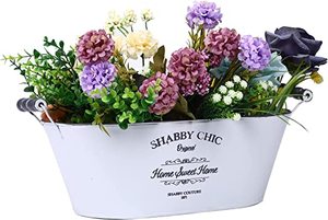 แจกันโลหะเคลือบสังกะสีแบบชนบทกระถางดอกไม้สีขาวสำหรับบ้านไร่แนววินเทจตกแต่งบ้านในชนบท - Product Image 4