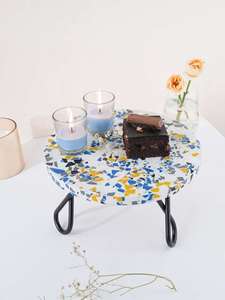 Soporte para tartas de forma única, madera y metal con pulido de madera natural y acabado Dorado, la mejor bandeja para servir para fiestas - Product Image 2